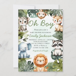 Invitación Chico de animales salvajes de la jungla tropical B