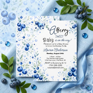 Invitación Chico de arándano dulce baby shower