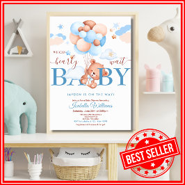 Invitación Chico de Baby Shower Azul Moderno No Podemos Esper