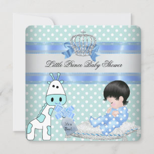 Invitación Chico de Baby Shower Azul Turquesa Corona Jirafa
