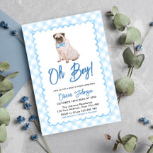 Chico de Baby Shower de Cuadro Azul