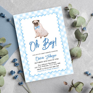 Invitación Chico de Baby Shower de Cuadro Azul