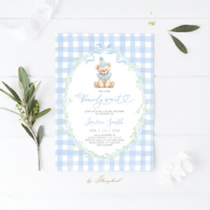 Invitación Chico de Baby Shower del Oso de Peluche Vintage