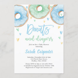 Invitación Chico de Baby Shower Donuts and Diapers