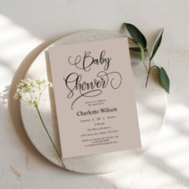 Invitación Chico de baño de niña con caligrafía minimalista m