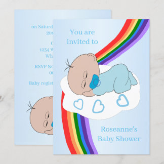 Invitación Chico de bebé arcoíris Baby Shower