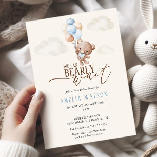 Invitación Chico de bebé de aguarela que apenas podemos esper