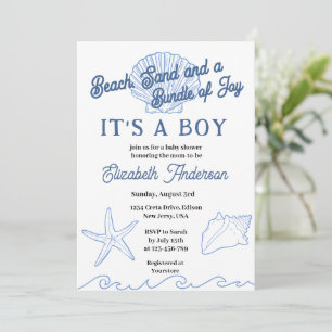 Invitación Chico de bebé de océano azul de playa