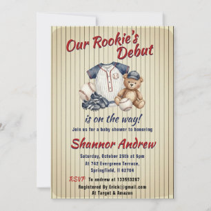 Invitación Chico de béisbol de shower de bebé de deporte vint