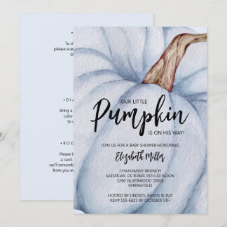 Invitación Chico De Calabaza Azul Baby Shower Todo En Uno