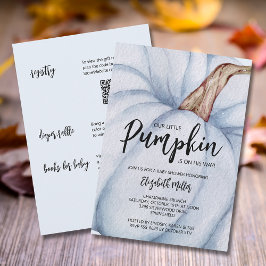 Invitación Chico De Calabaza Azul Baby Shower Todo En Uno