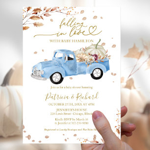 Invitación Chico de Camioneta Rosa Enamorándose Baby Shower