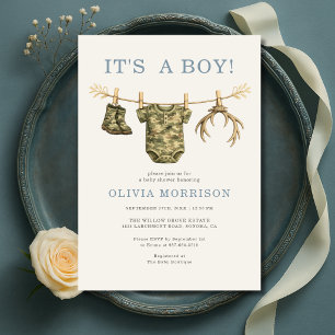 Invitación Chico de Camuflaje de Caza Ropa de bebé Cumpleaños