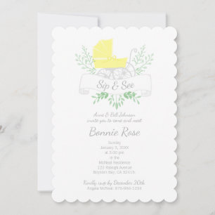 Invitación chico de carruaje vintage o chica SIP y SEE parril