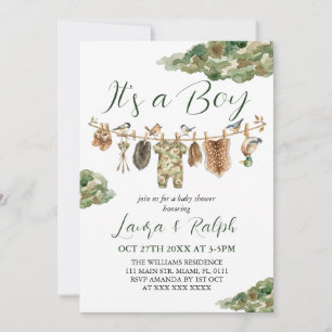 Invitación Chico de caza Baby Shower 
