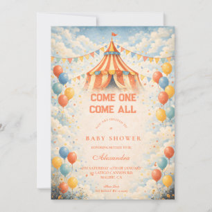 Invitación Chico de Circo Ven a Todos Fiesta de Bebé