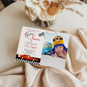 Invitación Chico de coche de carreras Baby Shower   Foto de b