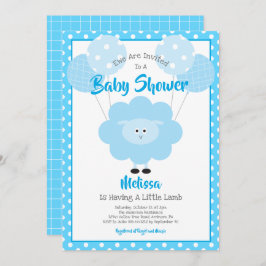 Invitación Chico de cordero turquesa Baby Shower Cute Kawaii