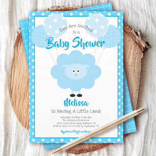 Invitación Chico de cordero turquesa Baby Shower Cute Kawaii 