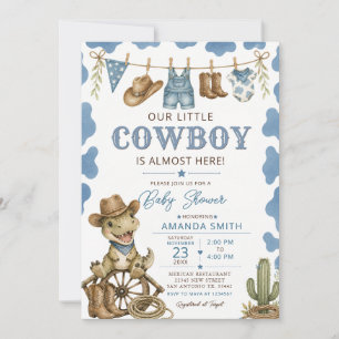 Invitación Chico de Dinosaurio Vaquero Occidental Baby Shower