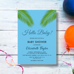 Invitación Chico de ducha de bebé de playa tropical naval