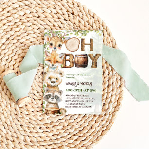 Invitación Chico de ducha de bebé de vegetación boscosa