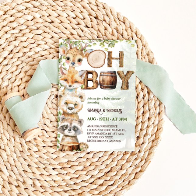 Invitación Chico de ducha de bebé de vegetación boscosa (Subido por el creador)