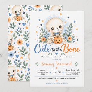 Invitación Chico de ducha de bebé lindo hasta los huesos