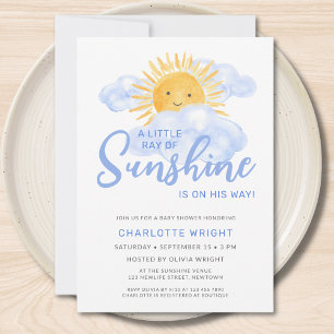 Invitación Chico de ducha de bebé Un pequeño rayo de sol