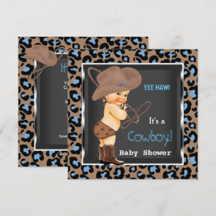 Invitación Chico de ducha de bebé vaquero azul marrón