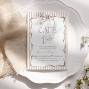 Invitación Chico de Ducha de Café Bebe Arco de Beige Vintage