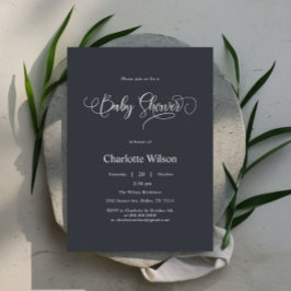 Invitación Chico de ducha de caligrafía minimalista moderna