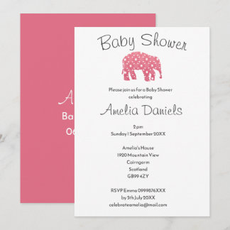 Invitación Chico de elefante rosa Pretty Baby Shower