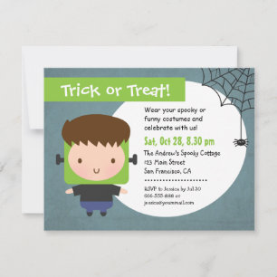 Invitación Chico de Frankenstein lindo para fiesta de Hallowe