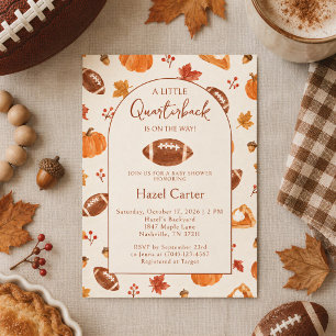 Invitación Chico de fútbol americano con calabaza de otoño Ba