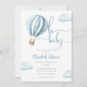 Invitación Chico de globo aerostático azul caliente Todo en u