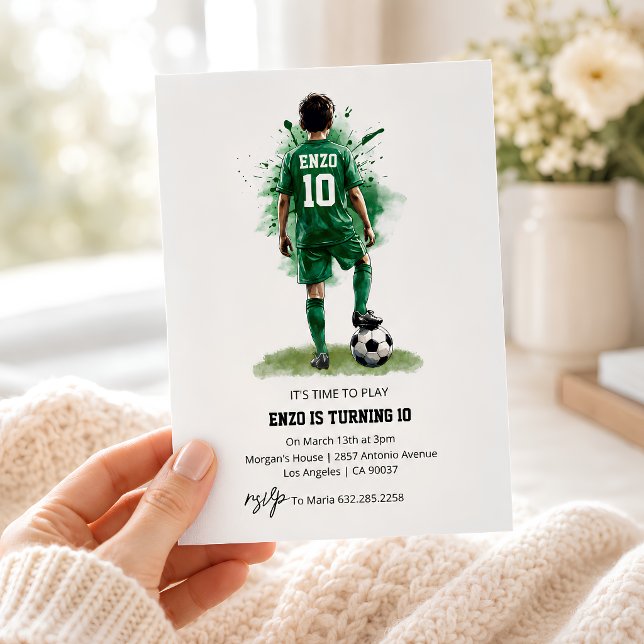 Invitación Chico de Jersey Verde Vista Trasera Cumpleaños de  (Subido por el creador)