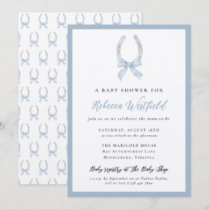 Invitación Chico de la cinta de lazo azul ecuestre del caball