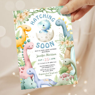 Invitación Chico de la ducha de bebé de dinosaurio azul Dino 