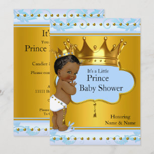 Invitación Chico de la ducha del bebé príncipe lindo niño azu