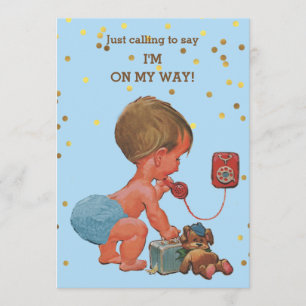 Invitación Chico de la época dorada Confetti en Baby Shower p