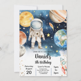 Invitación Chico de la Galaxia Planetas del Espacio Exterior 