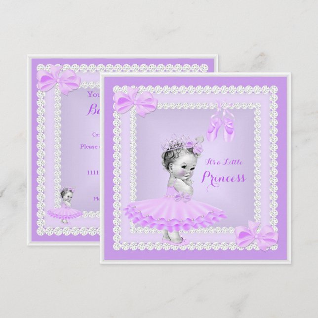 Invitación Chico de la princesa Cumpleaños Bebé Niña Bailarin (Anverso / Reverso)