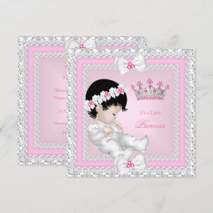 Invitación Chico de la princesa Cumpleaños Rosa Blanco Gris D