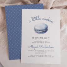 Chico de Macaroon de Galleta Pequeña Azul Baby Sho