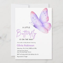 Invitación Chico de mariposa rosa púrpura Baby Shower