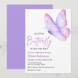 Invitación Chico de mariposa rosa púrpura Baby Shower