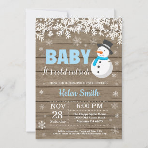 Invitación Chico de muñeco de nieve de Baby Shower 'Baby it's