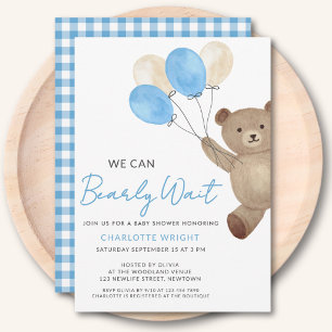 Invitación Chico de osito de peluche Baby Shower