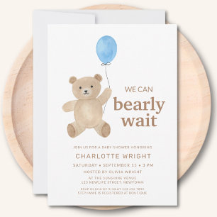 Invitación Chico de osito de peluche Baby Shower